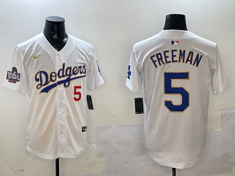 Men Los Angeles Dodgers #5 Freeman White Gold Game 2025 Nike MLB Jersey style 02251->los angeles dodgers->MLB Jersey